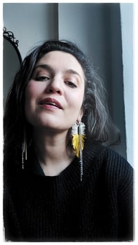 Image 8 of Maxi orecchini pendenti in pelle PEACOCK ASYM - Moderni - 20 % off