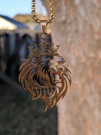 Image 1 of Gold Plated Yeshua Roaring Lion Necklace 
