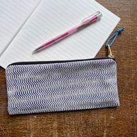 Image 1 of Wavy printed fabric slimline pencil case 