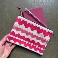 Image 5 of Hearts pattern screenprinted fabric pouch purse.
