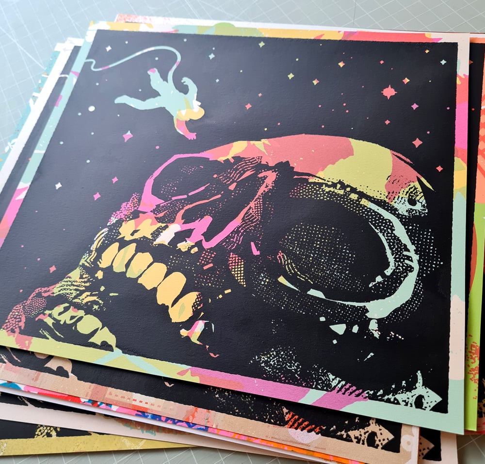Image of Spaceskull - Random one of a kind screen print