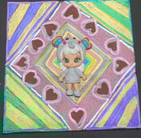 Image 2 of Mixed Media girl with Elephant hat painting