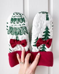 Image 1 of Upcycled Quilted Evergreen Fleece Lined Mittens 