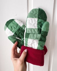 Image 3 of Upcycled Quilted Evergreen Fleece Lined Mittens 