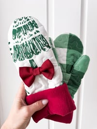 Image 2 of Upcycled Quilted Evergreen Fleece Lined Mittens 