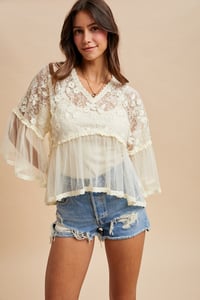 Image 3 of FLORAL LACE FLOWY BLOUSE - LATE FEB 