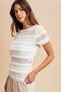 Image 3 of Stretch Frill Lace Top - APRIL 
