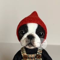 Image 2 of Boston Terrier Art Doll - Red Pixie Hat