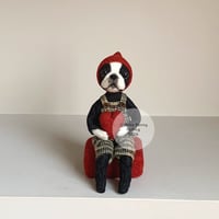 Image 1 of Boston Terrier Art Doll - Red Pixie Hat