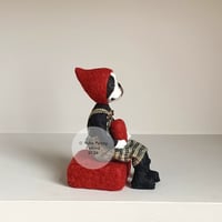 Image 4 of Boston Terrier Art Doll - Red Pixie Hat