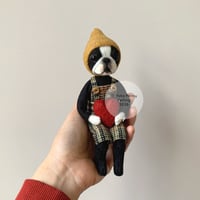 Image 3 of Boston Terrier Art Doll - Mustard Pixie Hat