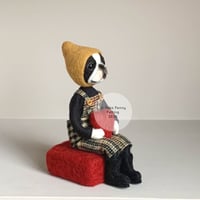 Image 4 of Boston Terrier Art Doll - Mustard Pixie Hat