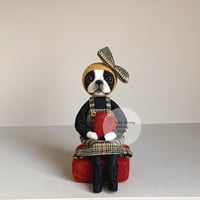 Image 1 of Boston Terrier Art Doll - Mustard Bow :  B