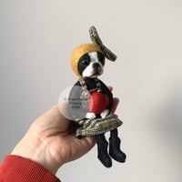 Image 3 of Boston Terrier Art Doll - Mustard Bow :  B