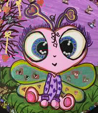 Image 2 of Firefly in heart PJs mixed media painting