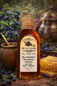 Image 3 of 👑The Armored Kingdom Premium Blueberry Blossom Honey Bottle(8oz) 🫐🍯