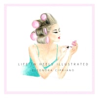 FASHION ILLUSTRATION ART PRINT:  PINK ROLLERS