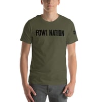 Image 2 of OWG  - FOWL NATION BLACK - With Left Sleeve Brand Bella Canvas 3001 Unisex T-shirt 