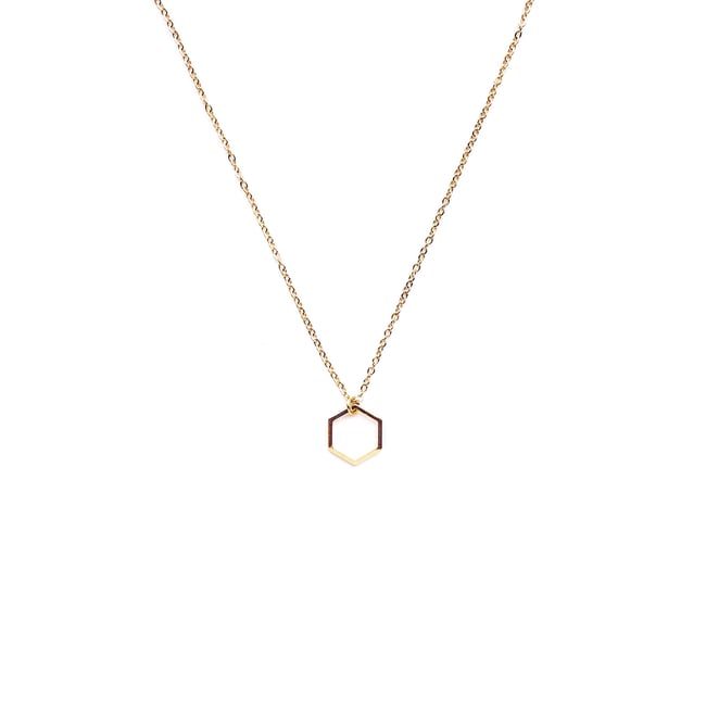 Tiny Gold Hexagon Dainty Necklace 