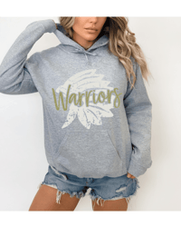 Warrior headdress with script hoodie