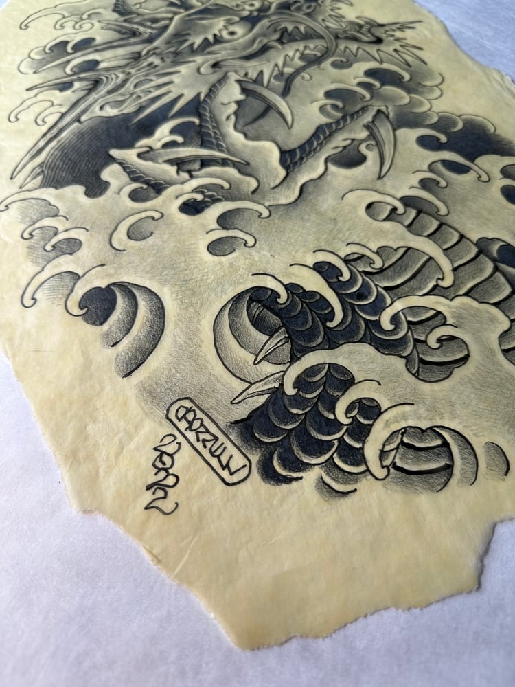 Image of Black and gray Dragon and water 2022