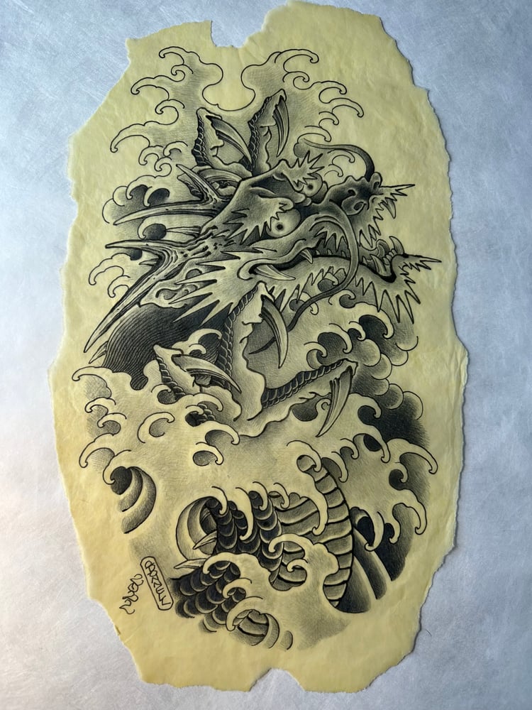 Image of Black and gray Dragon and water 2022