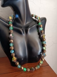 Image 3 of LARGE VITRAIL SWAROVSKI BICONES BEADS, GREEN MYSTIC AND HEMATITE BEADS