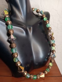 Image 5 of LARGE VITRAIL SWAROVSKI BICONES BEADS, GREEN MYSTIC AND HEMATITE BEADS