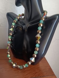 Image 6 of LARGE VITRAIL SWAROVSKI BICONES BEADS, GREEN MYSTIC AND HEMATITE BEADS