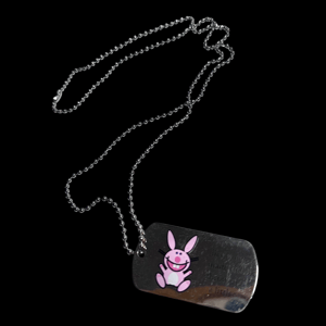 Image of deadstock 2005 happy bunny dog tag necklace
