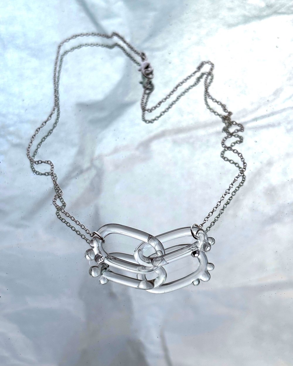 Image of You + Me link necklace (clear / dewdrops)