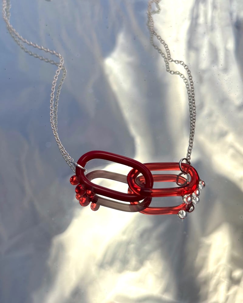 Image of You + Me link necklace (red / dewdrops)