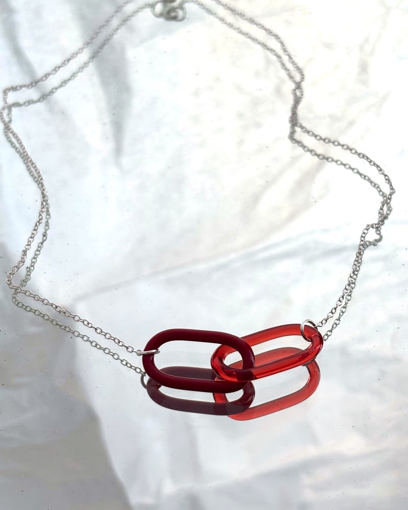 Image of You + Me link necklace (red)