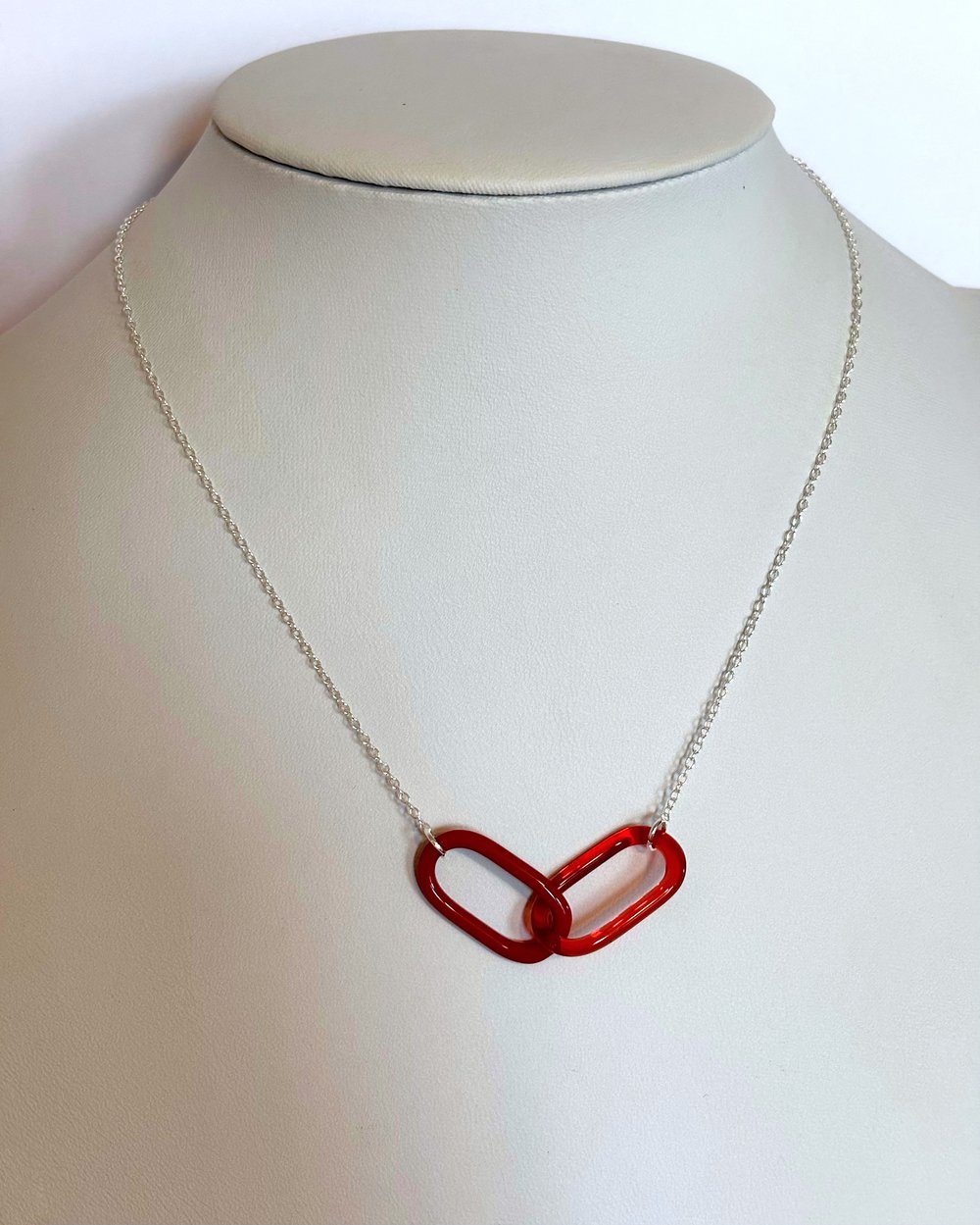 Image of You + Me link necklace (red)