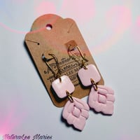 Image 2 of Pastel Pink Floral Fan Lever Clip and Ear Wired Earrings