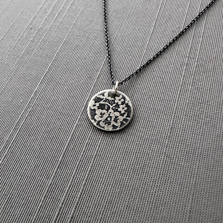 Tiny Sterling Silver Lace Necklace