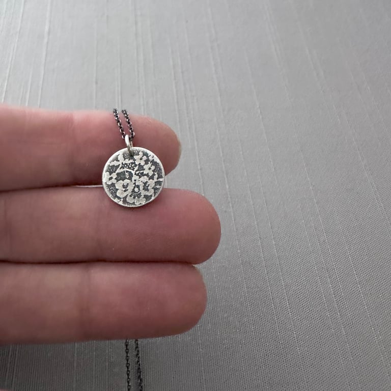 Tiny Sterling Silver Lace Necklace Image 2