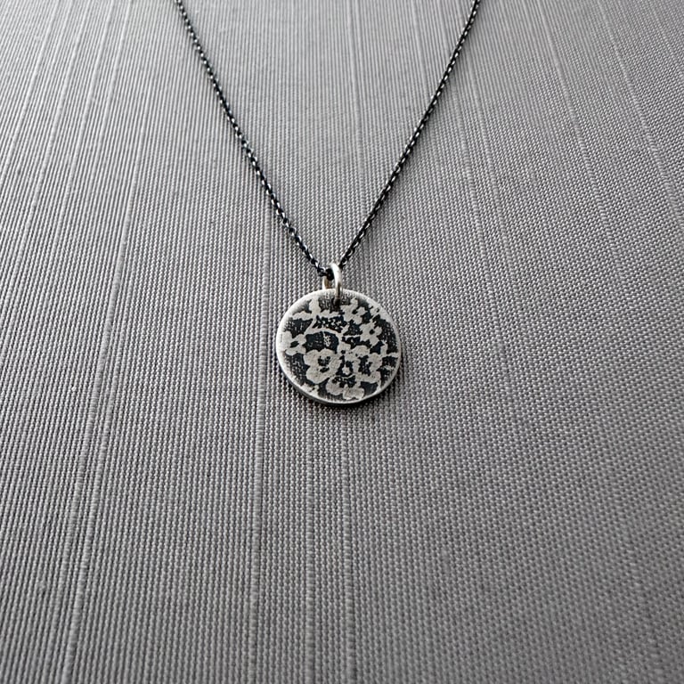 Tiny Sterling Silver Lace Necklace Image 3
