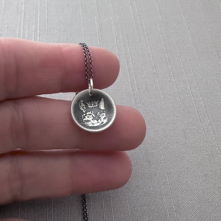 Small Sterling Silver Cat Queen Necklace
