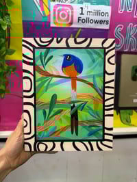 Image 1 of Shama Bird Wooden Panel Illustration