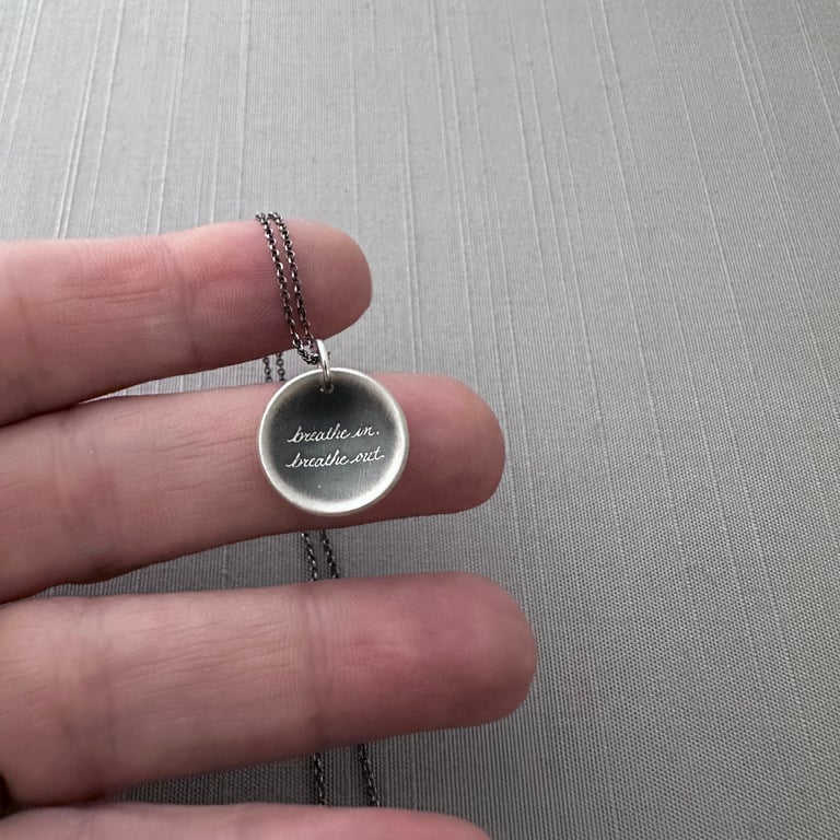 Small Sterling Silver Breathe In, Breathe Out Necklace Image 2