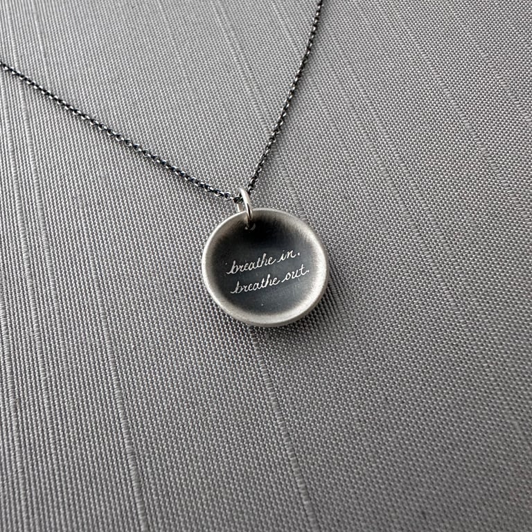 Small Sterling Silver Breathe In, Breathe Out Necklace