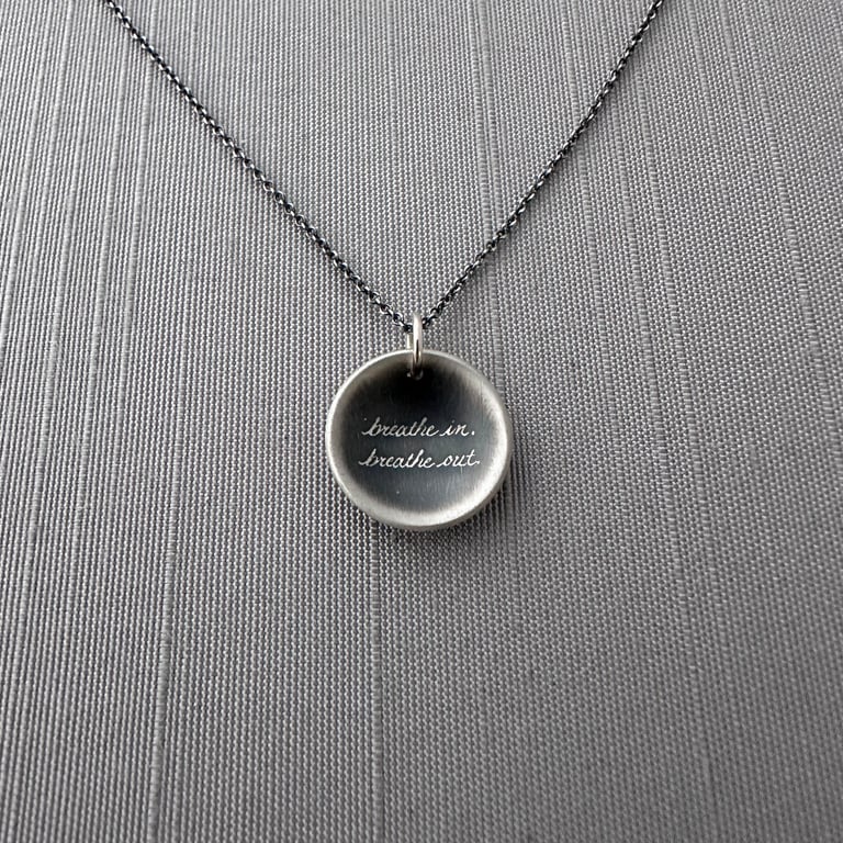 Small Sterling Silver Breathe In, Breathe Out Necklace Image 4