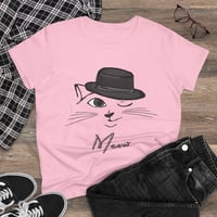 Image 2 of Meow Winking Kitty Women's Midweight Cotton Tee