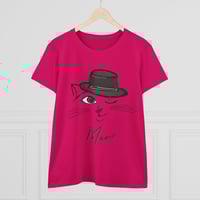 Image 4 of Meow Winking Kitty Women's Midweight Cotton Tee