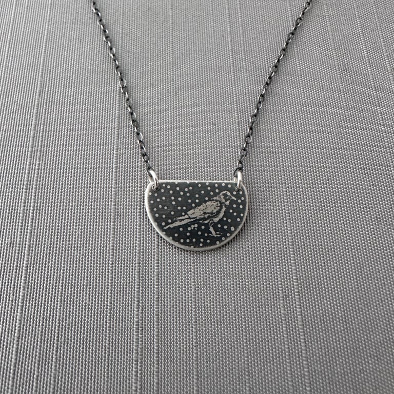 Small Sterling Silver Celestial Crow Necklace