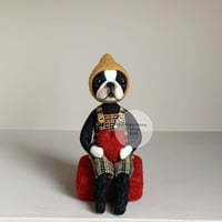 Image 1 of Boston Terrier Art Doll - Mustard Pixie Hat