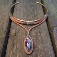 Image 2 of Amethyst Elven Brass Choker Necklace