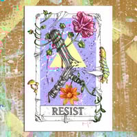 Image 1 of Resist!  Tarot card print at A4 and A5