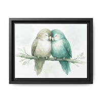 Image 1 of Framed Canvas Wall Art — Watercolor Lovebirds Print